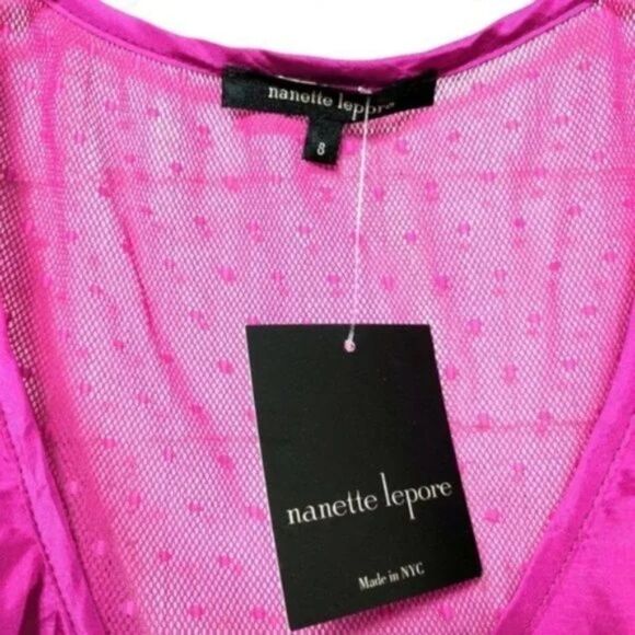 NWT NANETTE LEPORE Silk Lace Tiered Peplum Sleeveless Top 8 - Picture 3 of 8